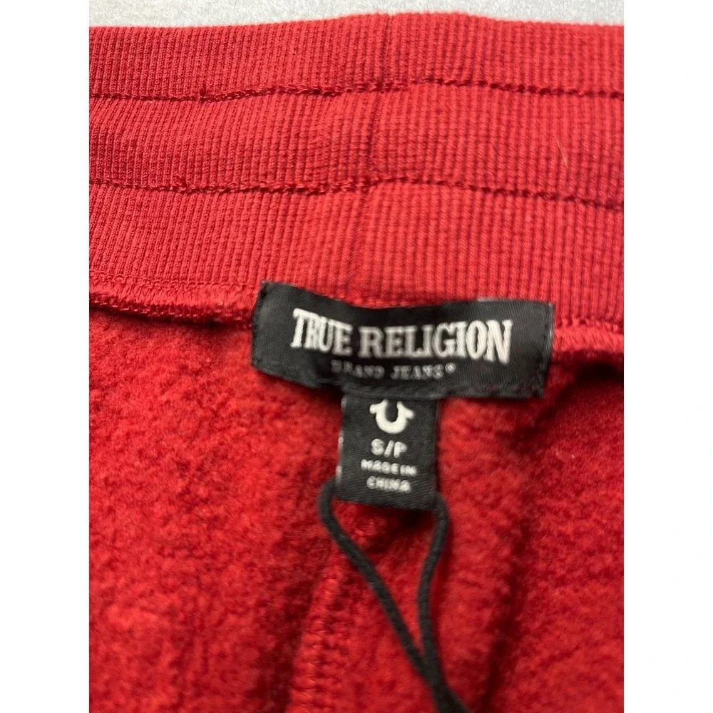True Religion Mens Red Embroidered Logo Wide Leg Sweatpants Small Fashion 2002